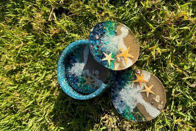 Epoxy Resin Art and Craft Coaster Set Experience - Designing Your Coasters: Botanicals, Stones, and Gold Leaf